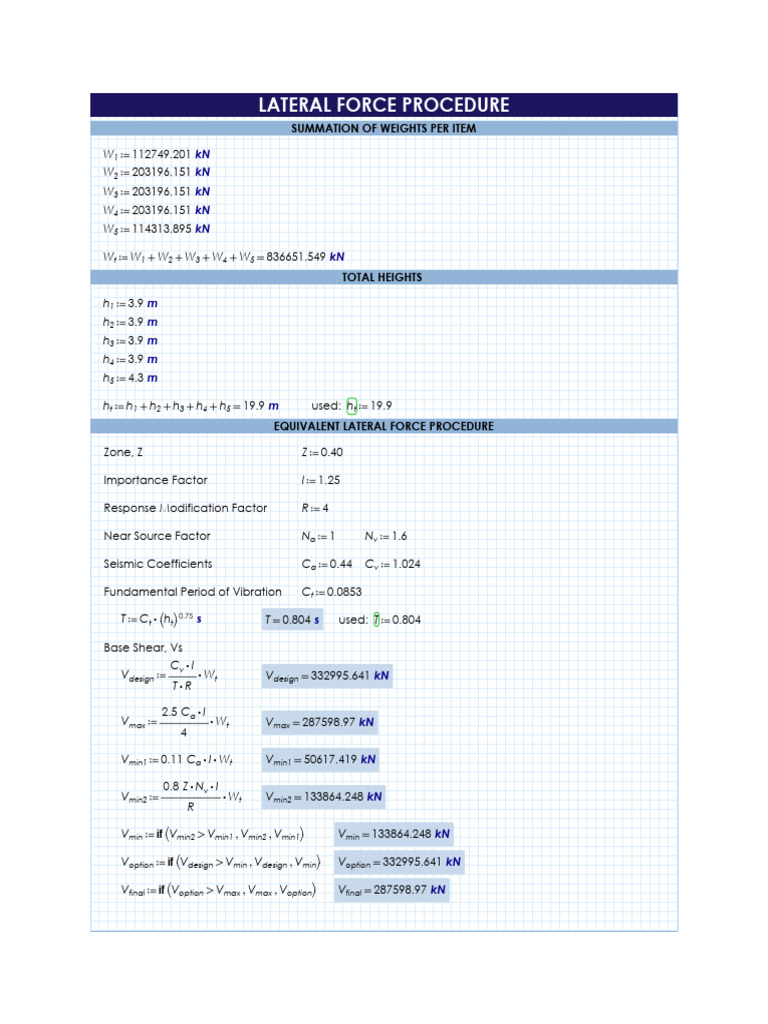 Lateral Force Calculation Procedure | PDF
