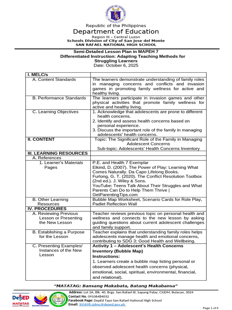 BIAS, JONATHAN S. SEMI DETAILED LESSON PLAN-Differentiated Instruction ...