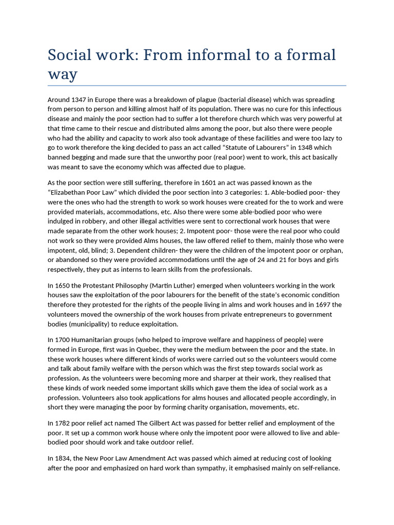 Evolution of Social Work in Europe | PDF | Poverty | Poverty & Homelessness