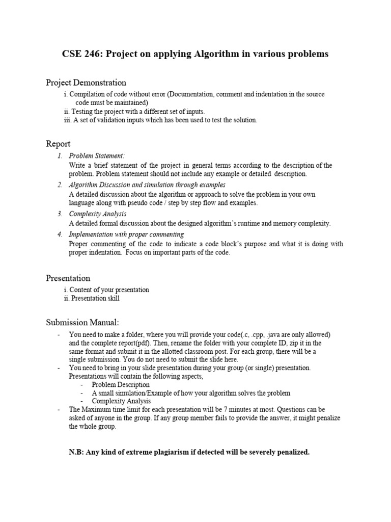 Algorithm Applications in CSE 246 Project | PDF | Computer Programming ...