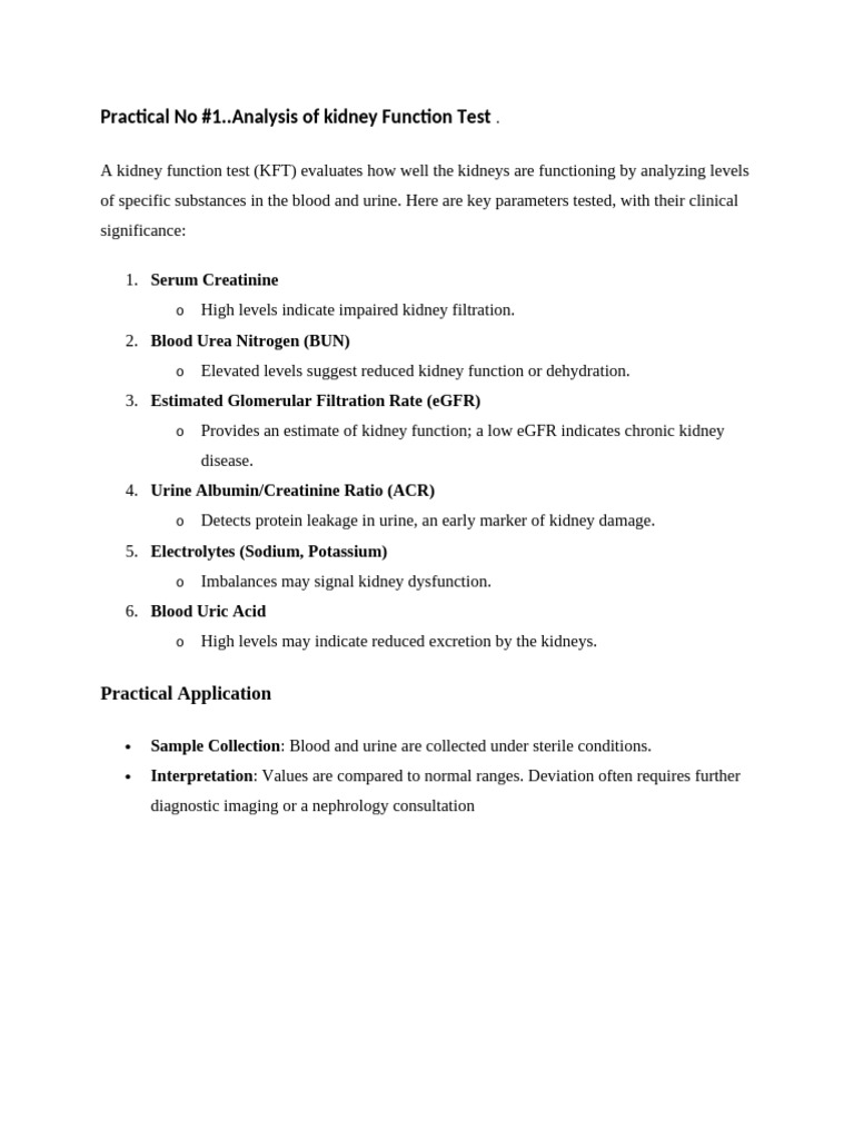 Kidney Function Test Analysis Guide | PDF | Cholesterol | Kidney
