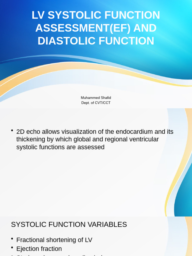 Ejection Fraction and Its Assesment Using 2d Echocardiography | PDF