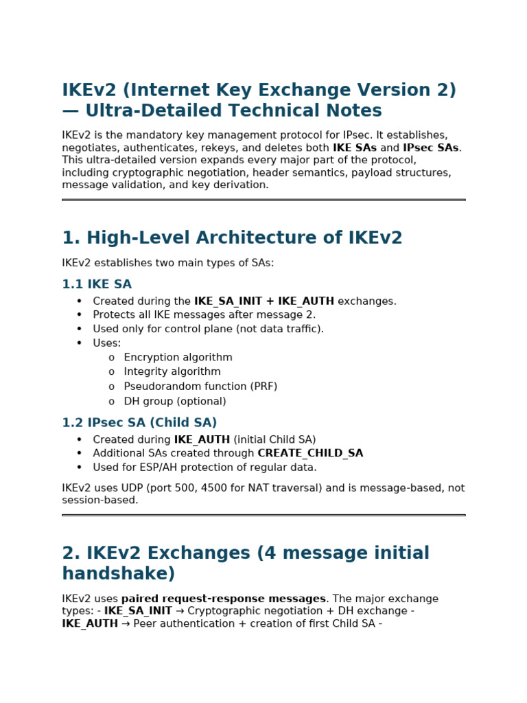 IKEv2 Protocol: In-Depth Technical Guide | PDF | Internet Protocols ...