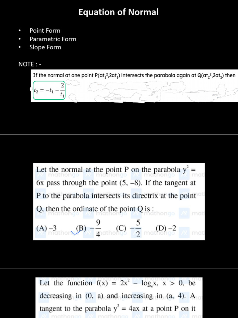 12 - Equation of Normal | PDF