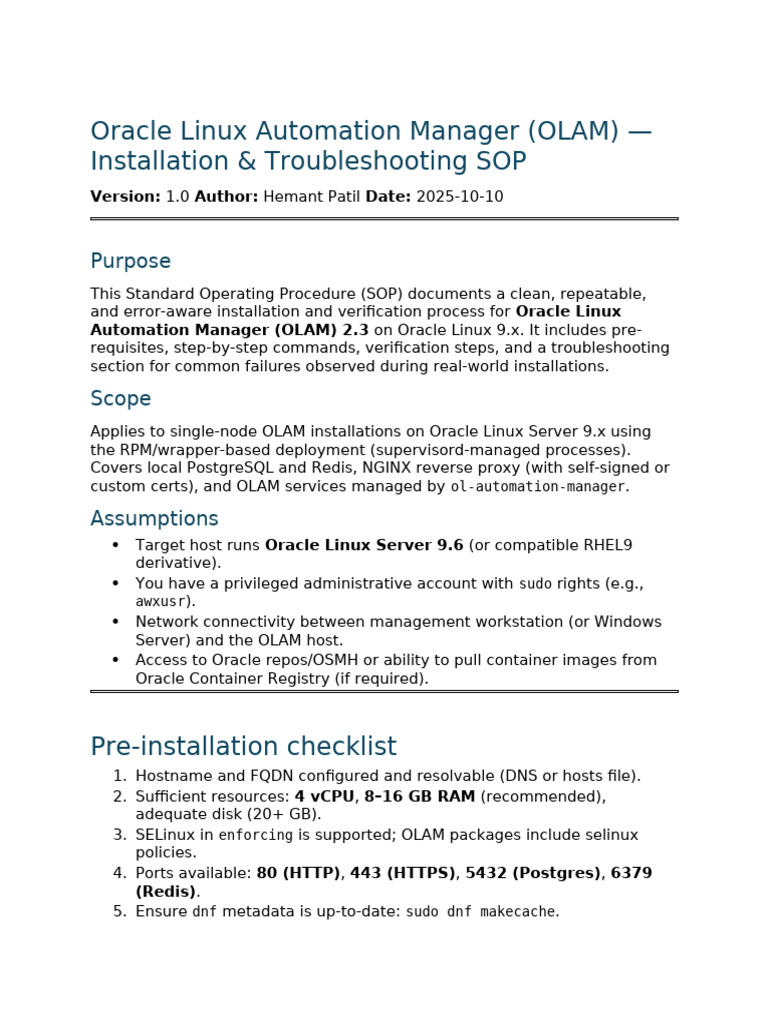OLAM Installation & Troubleshooting Guide | PDF | Postgre Sql | Sudo