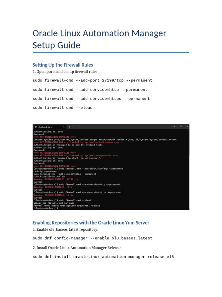 Oracle Linux Automation Manager Setup Guide | PDF | Postgre Sql | Sudo