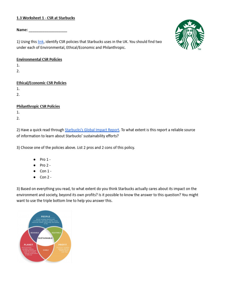 CSR Policies Analysis for Starbucks UK | PDF