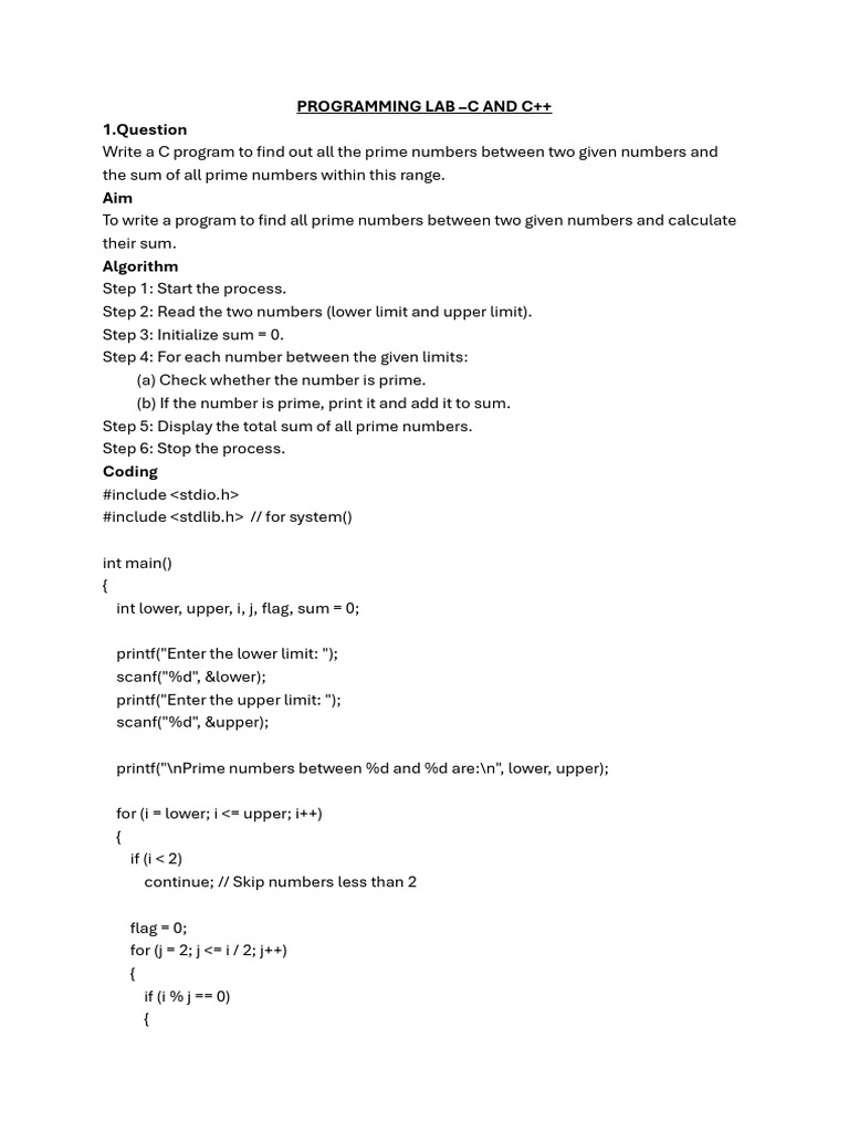C & C++ Programming Lab Exercises | PDF | Pointer (Computer Programming ...