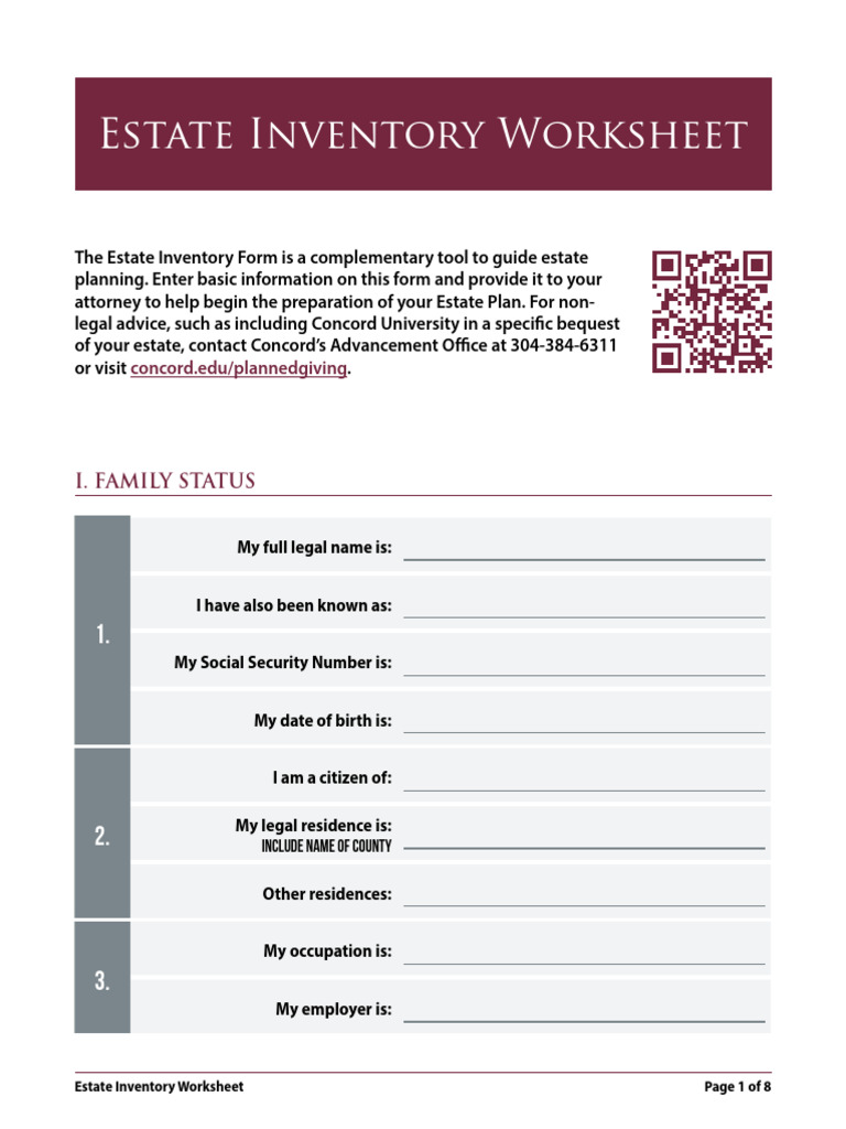 Estate Inventory Planning Worksheet | PDF | Life Insurance | Pension