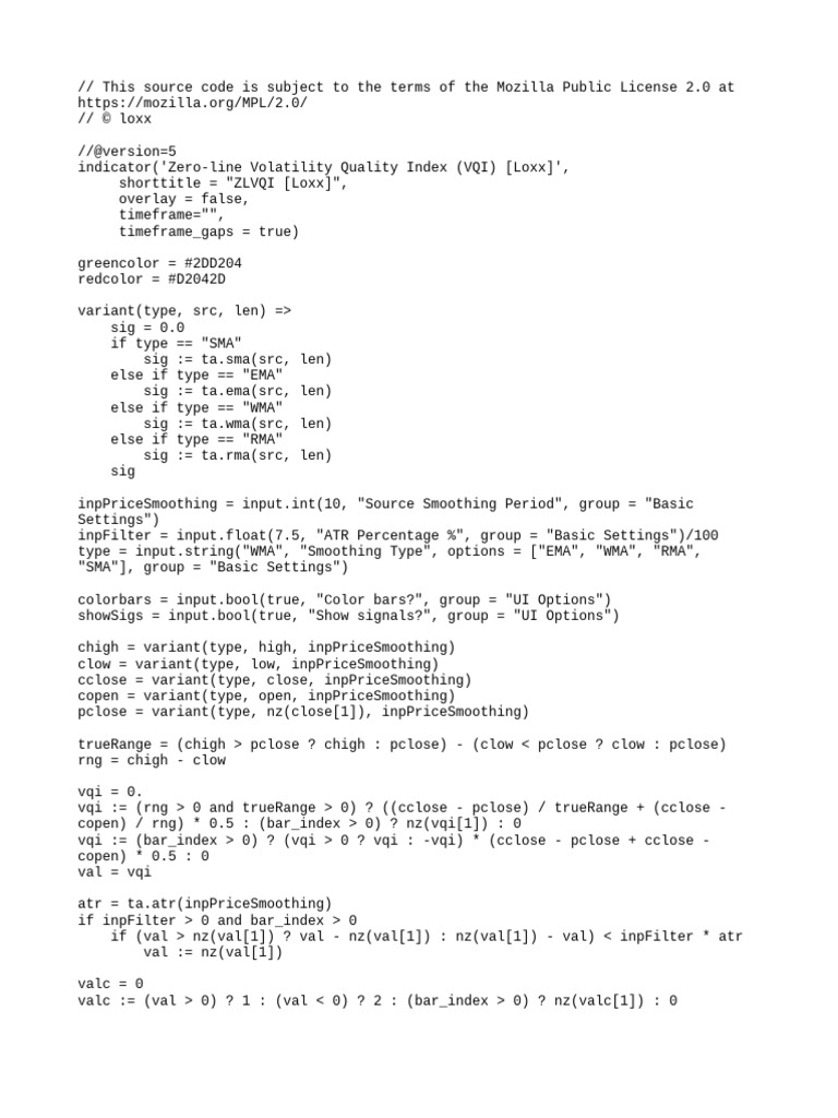 Zero-line Volatility Quality Index (VQI) [Loxx] 30m 1H 4h 1D | PDF