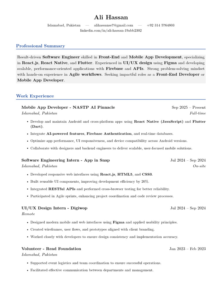 Software Engineer: Front-End & Mobile Apps | PDF | Mobile App | User ...