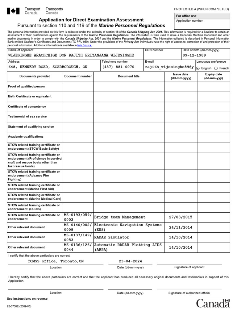 Direct Examination Assessment Application | PDF | Sailor