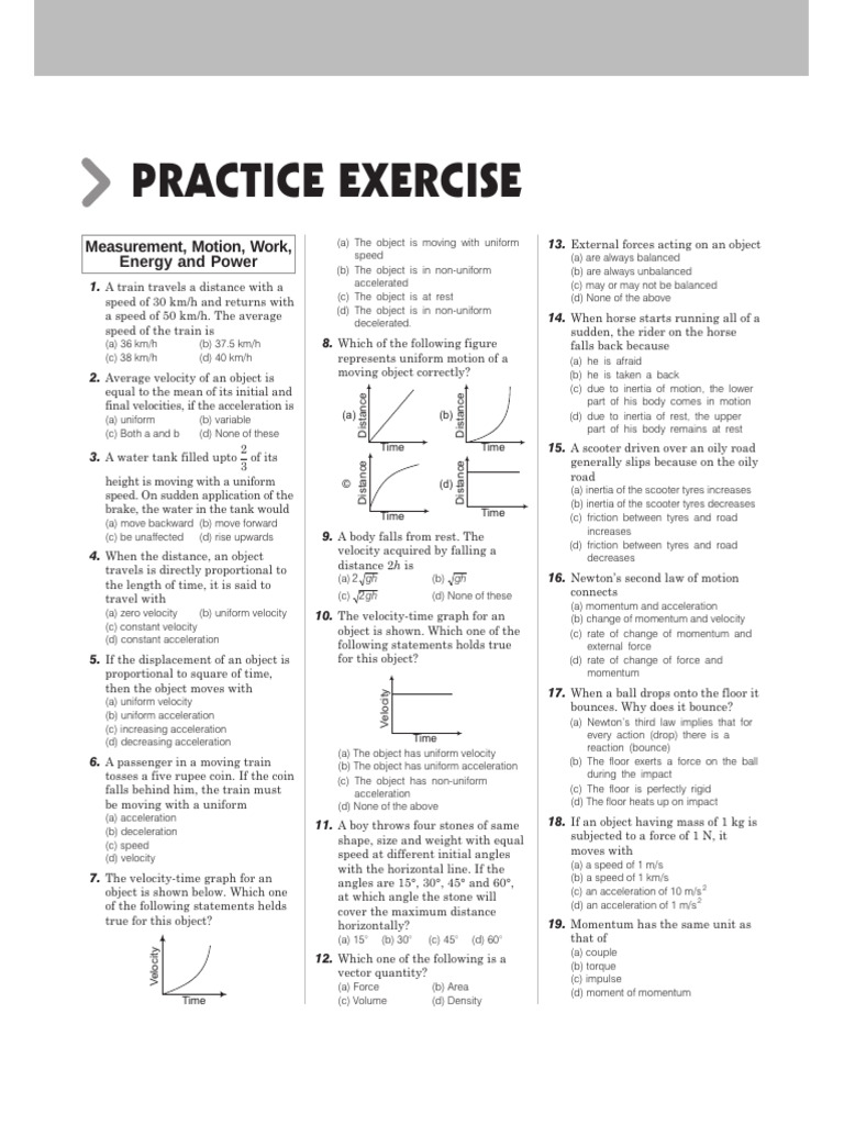 Physics Practice: Motion and Energy Concepts | PDF | Force | Orbit