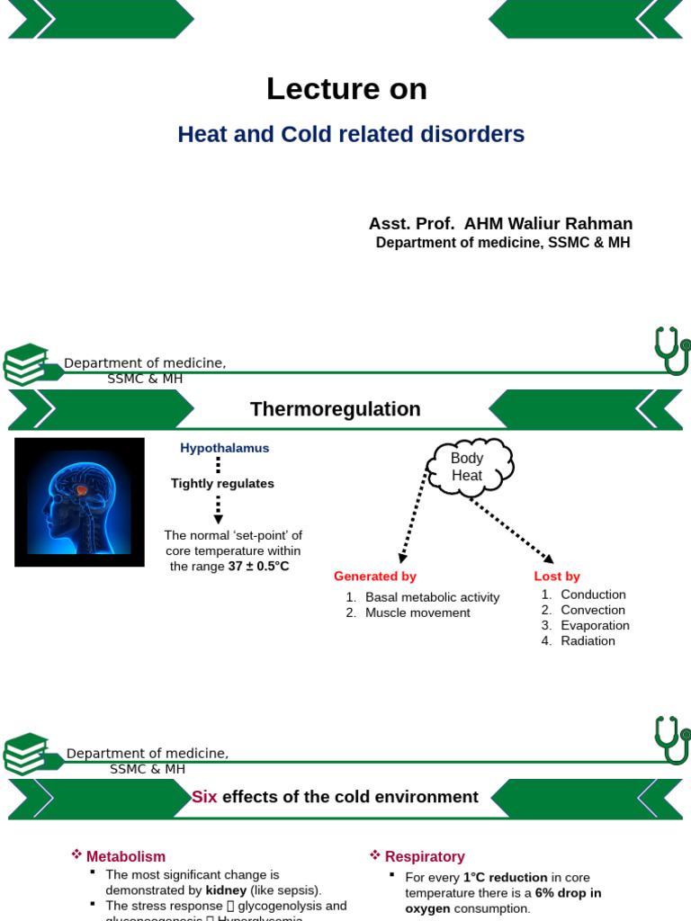 Heat and Cold Disorders Overview | PDF | Hypothermia | Physiology
