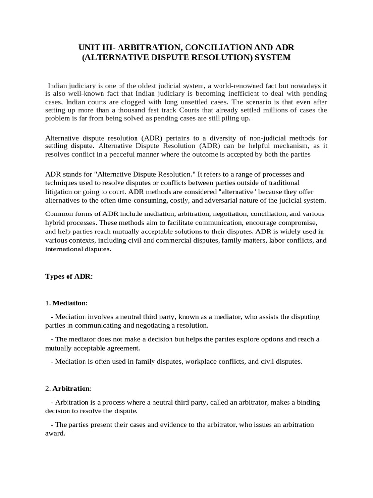 Understanding ADR: Arbitration & Mediation | PDF | Arbitration ...