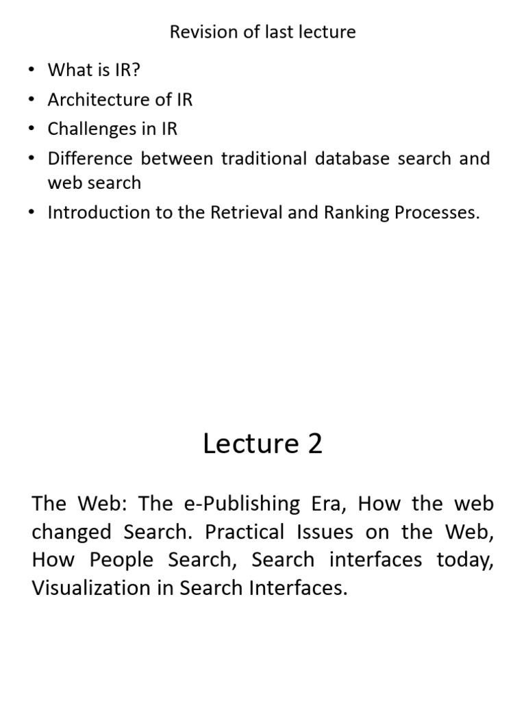 Lect 2 e Publishing Era | PDF | Information Retrieval | World Wide Web