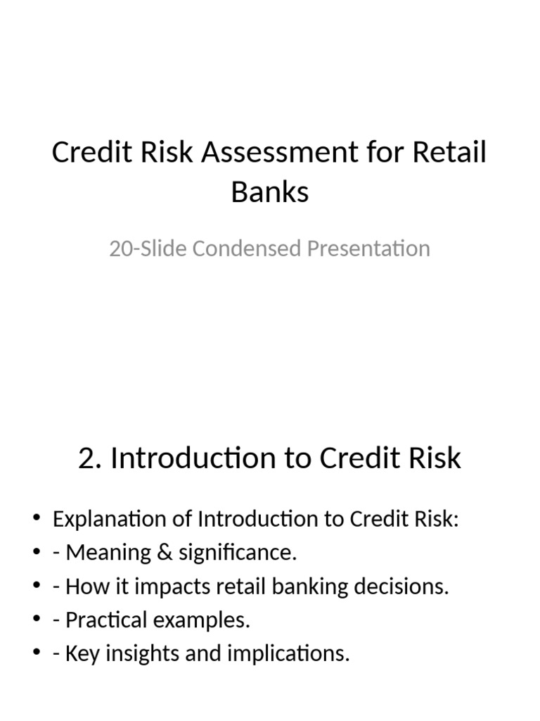 Retail Banks: Credit Risk Assessment Guide | PDF | Banks | Personal Finance