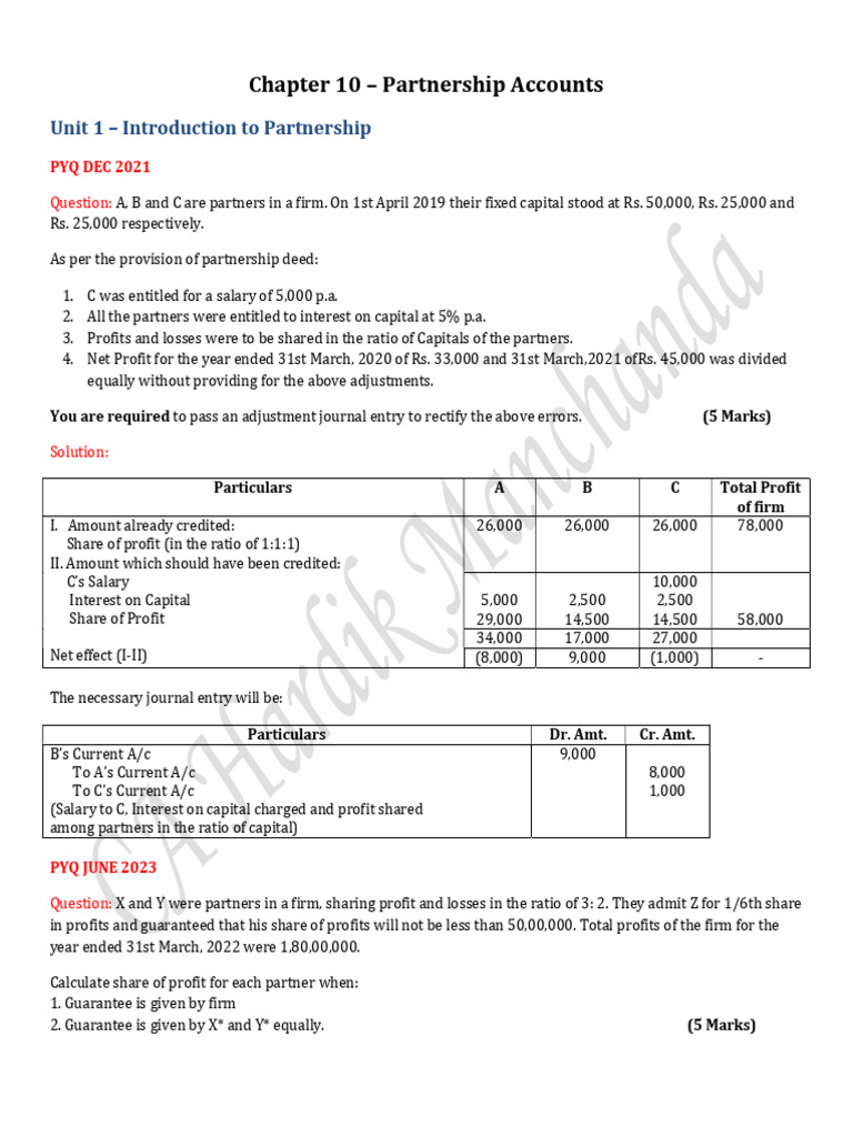 Partnership Accounts: Adjustments & Goodwill | PDF | Balance Sheet ...