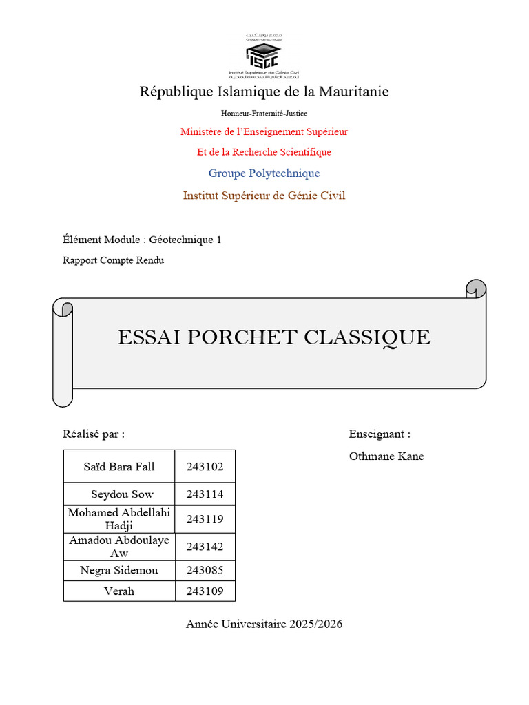 Essai Porchet Classique : Méthode de Perméabilité | PDF | Eau | Génie ...