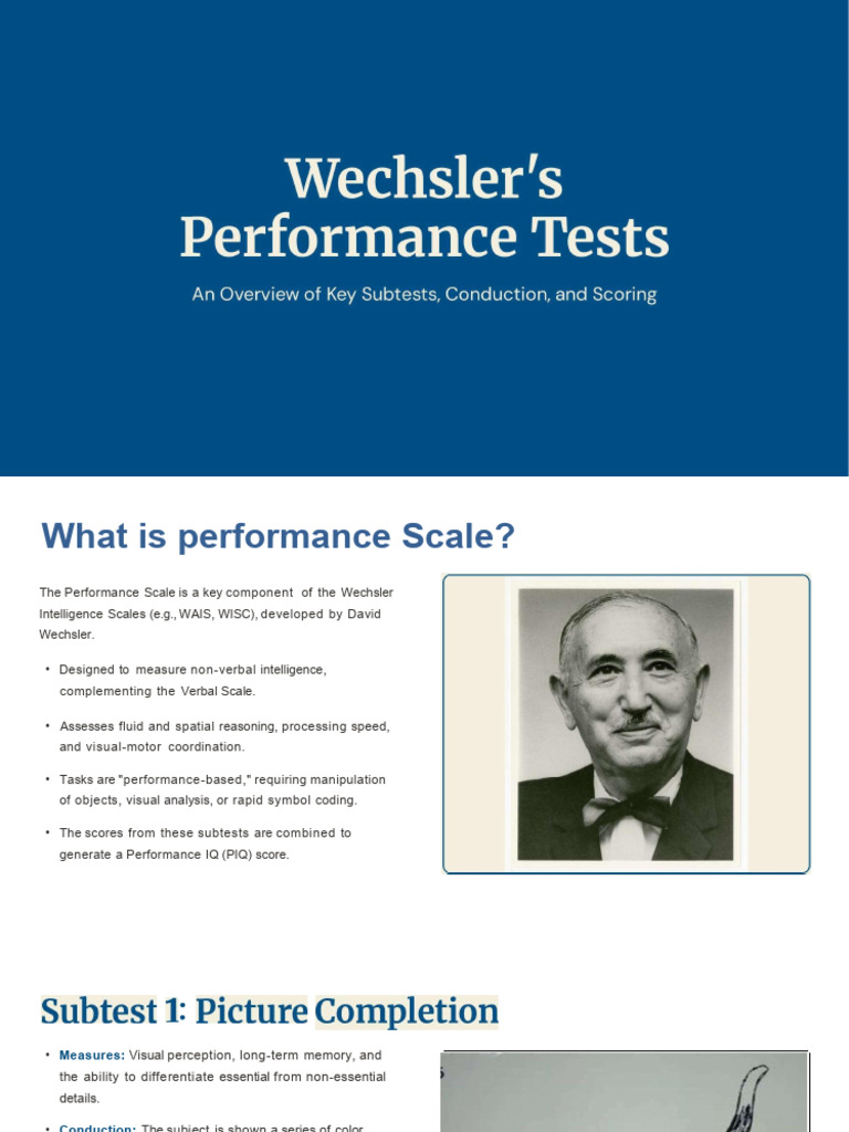 Understanding Wechsler Performance Scale | PDF | Wechsler Adult ...