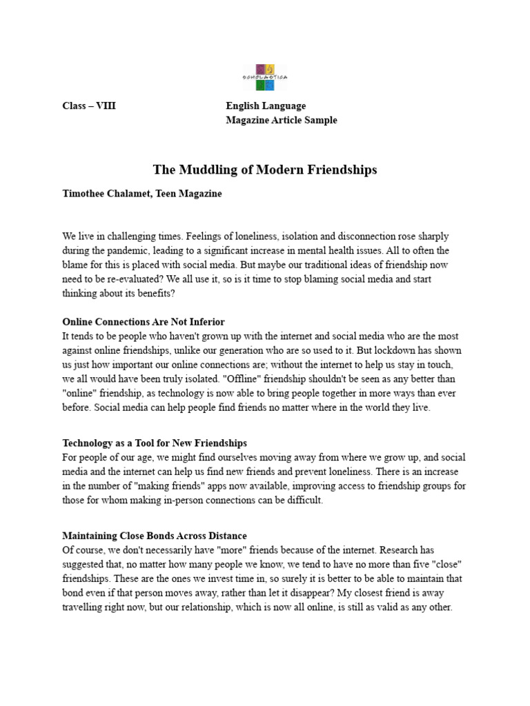 Rethinking Modern Friendships Online | PDF | Friendship | Loneliness