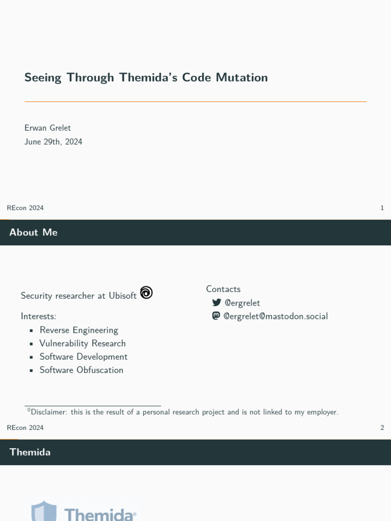 Deobfuscating Themida's Mutation Engine | PDF | Computer Engineering ...