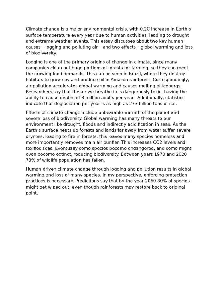 Climate Change Is A Major Environmental Crisis | PDF