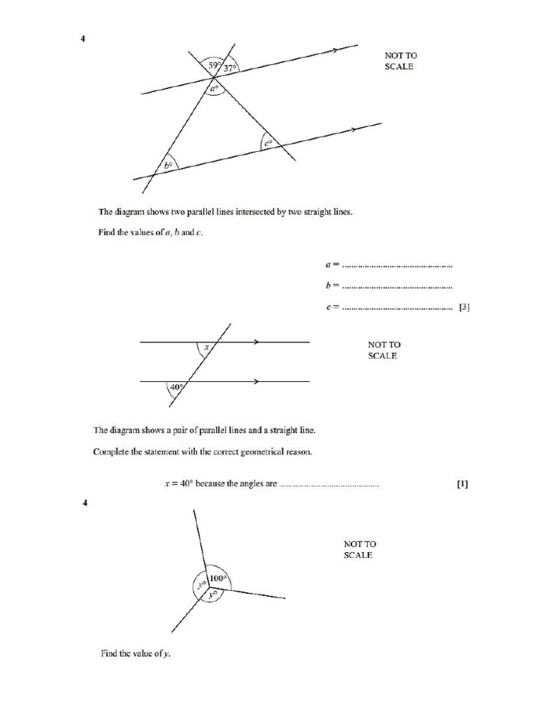 Angle and Word Problem Igcse | PDF