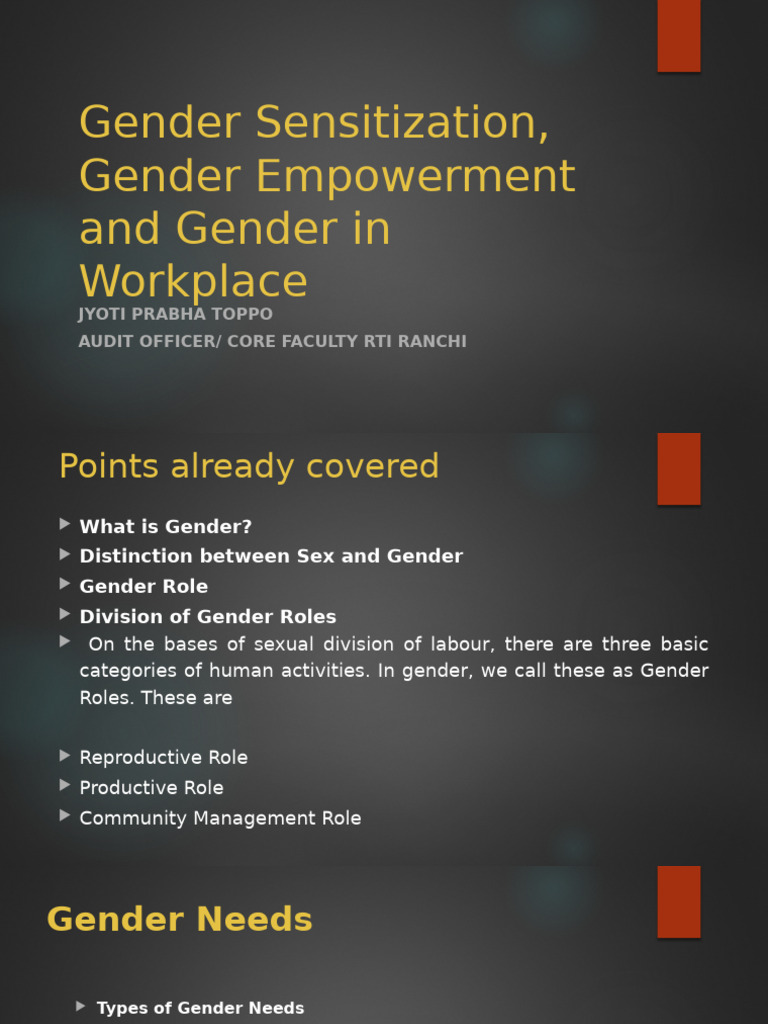 Gender Sesitisation, Gender Development | PDF | Empowerment | Woman