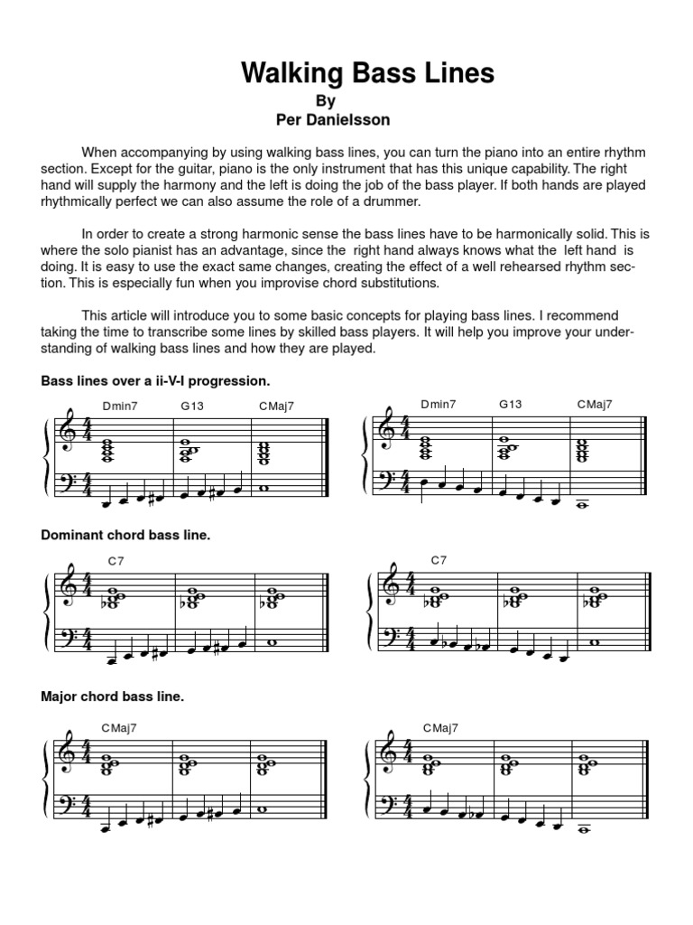 Walking Bass Lines Bass Guitar Harmony