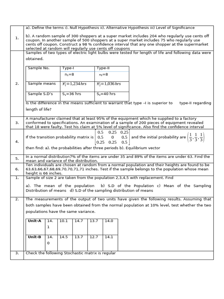 2nd Mid Questions and Bits | PDF | Statistical Significance | Standard ...
