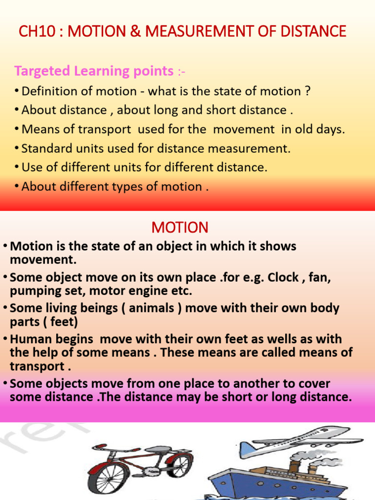 Motion and Distance Measurement Guide | PDF | Length | Metre