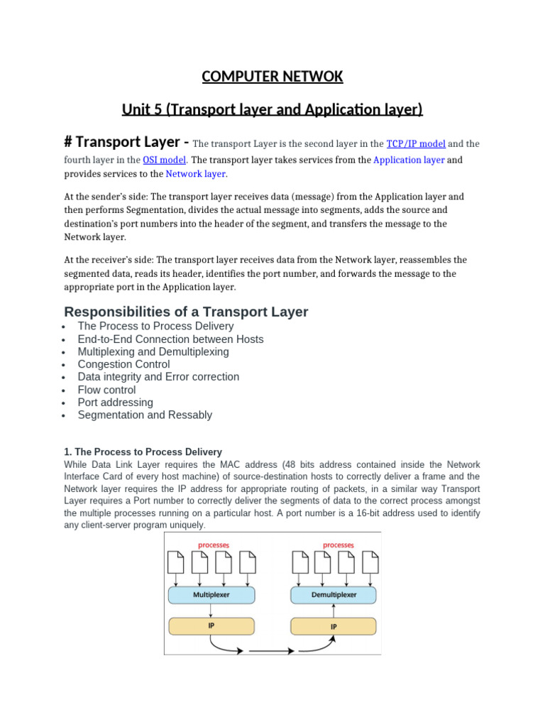 Transport Layer Functions Explained | PDF | Transmission Control ...