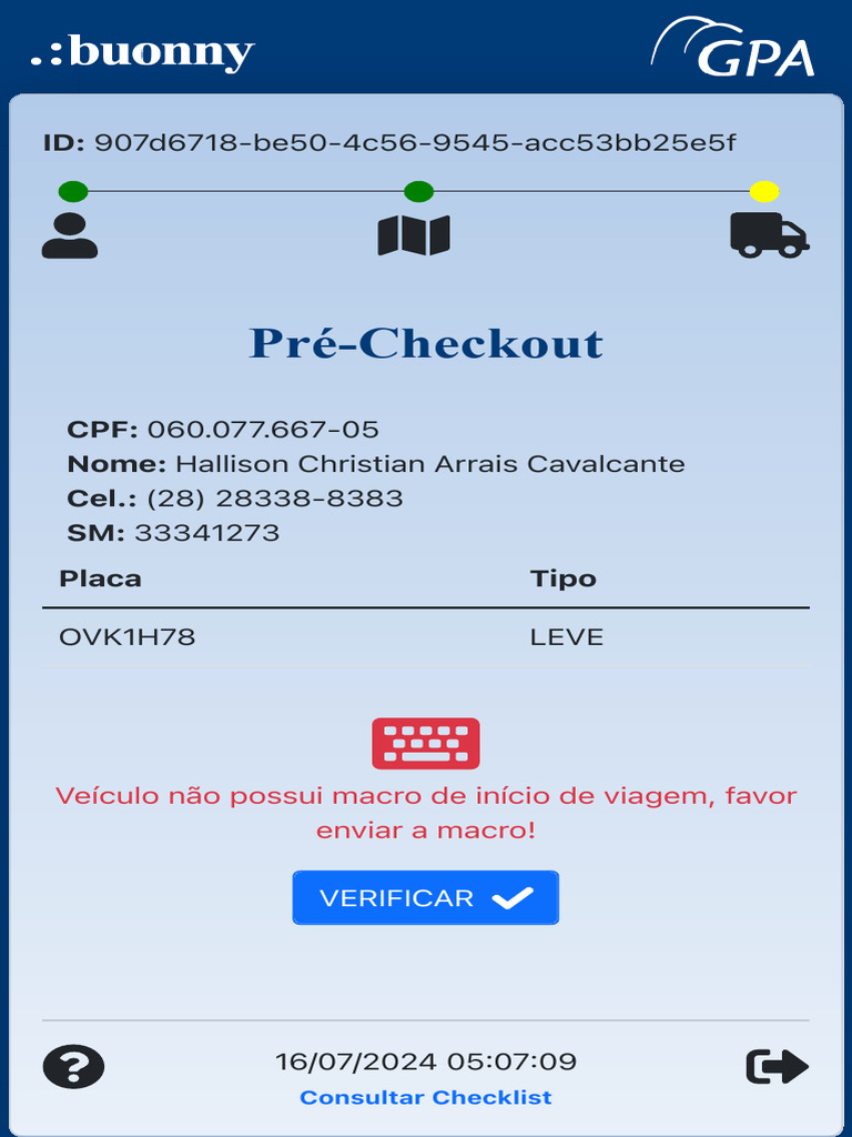 Pré-Checkout de Veículo: Dados e Ações | PDF