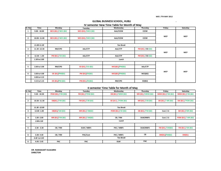 May 2012 Class Schedule Overview | PDF | Science & Mathematics