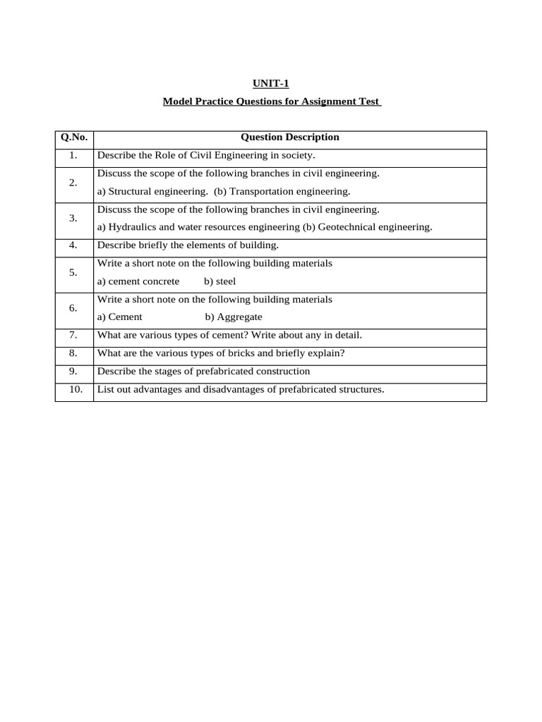 Civil Engineering Practice Questions | PDF