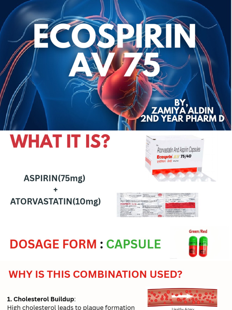 Ecospirin AV 75: Heart Health Combo | PDF | Aspirin | Myocardial Infarction