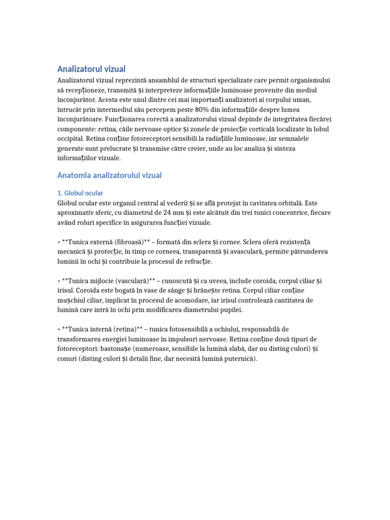 Proiect Analizatorul Vizual COMPLEX | PDF