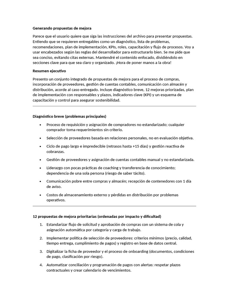 Propuestas de Mejora en Compras y Proveedores | PDF | Contabilidad ...