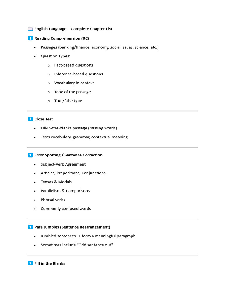 English Language Chapter Overview | PDF