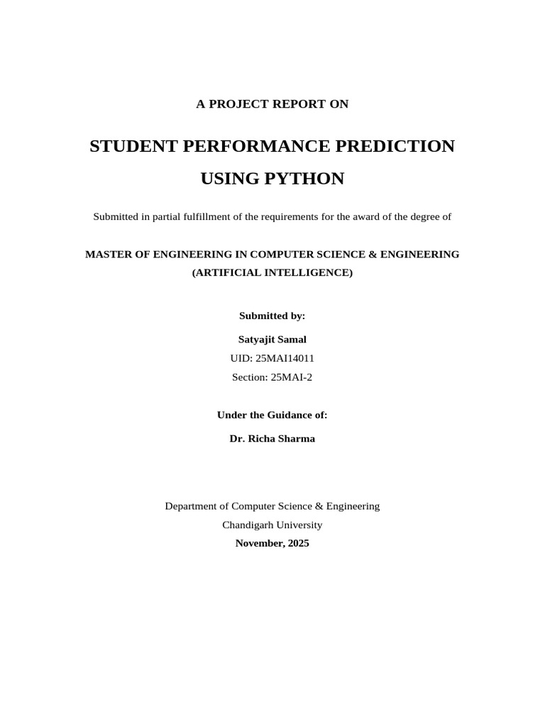 Student Performance Prediction with Python | PDF | Machine Learning ...
