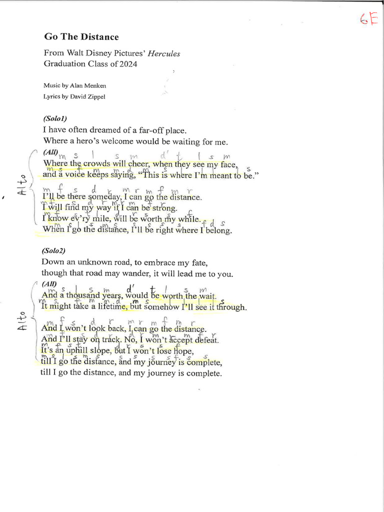Alto Part - Lyrics - Sol Fa Name | PDF