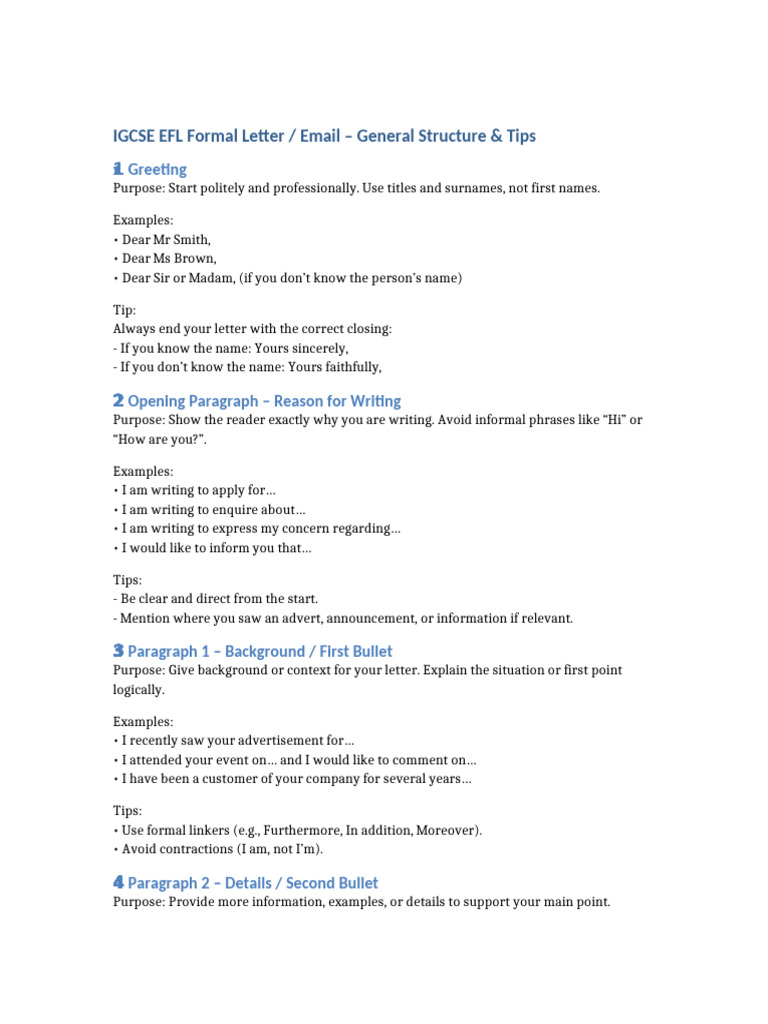Formal Letter Structure & Tips | PDF