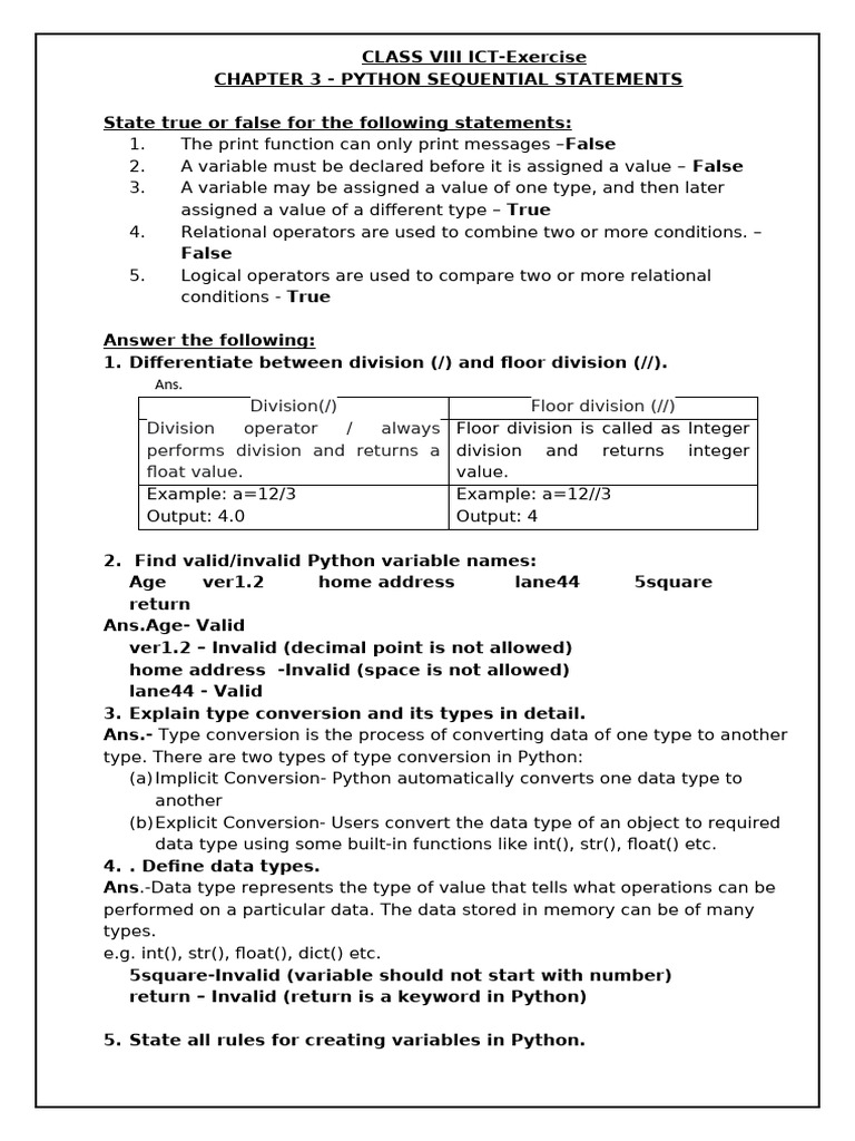 Python Basics: Variables & Statements | PDF | Data Type | Python ...