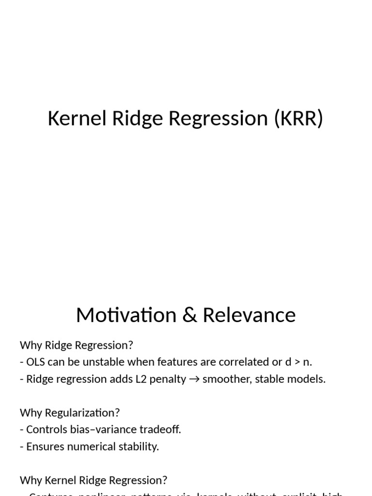 Kernel Ridge Regression Explained | PDF