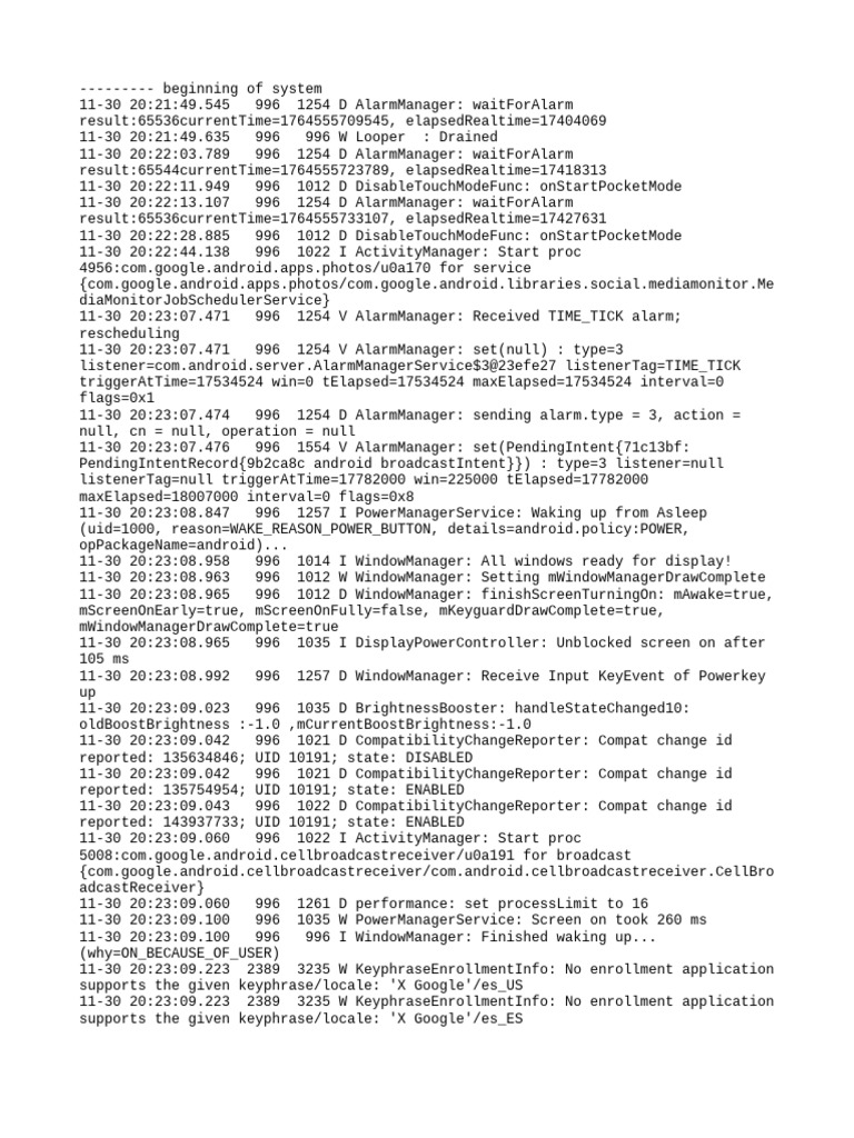 AlarmManager and System Events Log | PDF | Computing Platforms ...