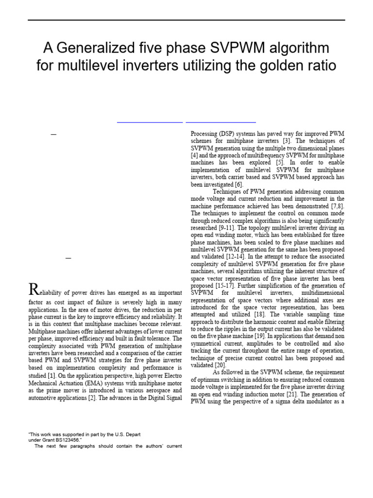 Five Phase SVPWM Algorithm Using Golden Ratio | PDF | Power Inverter ...