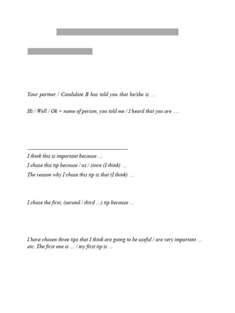 Speaking Test Survival Tips | PDF | Cognitive Science | Communication