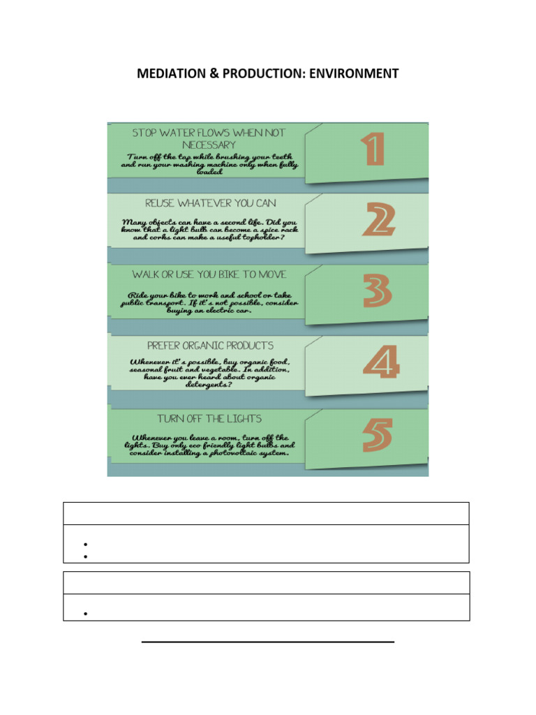 Eco-Friendly Tips for Mediation Tasks | PDF | Nature