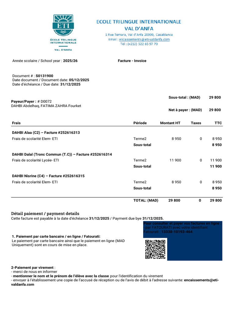 facture-scolaire-2025-26-paiement-mad-pdf-virement-bancaire-ch-que